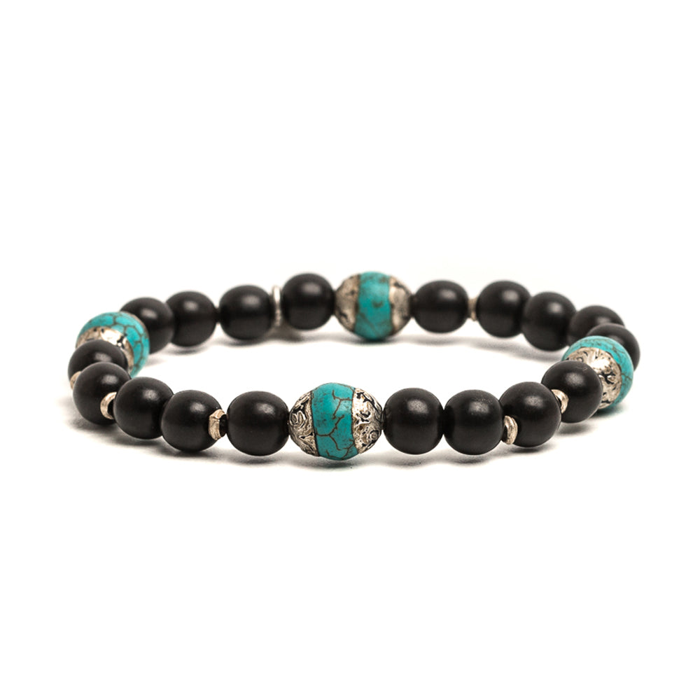D'AMICO Bracciale Ameya + Elastico Legno Nero + Turchese Economico