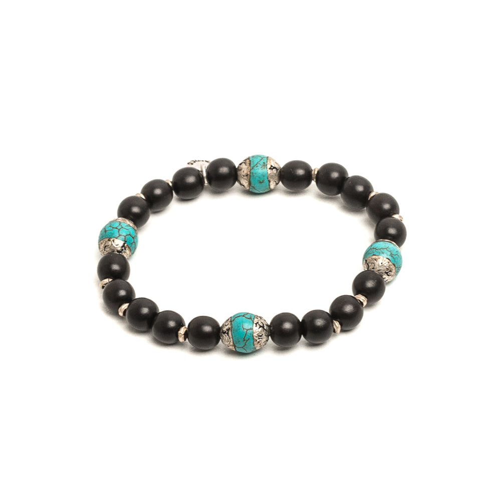 D'AMICO Bracciale Ameya + Elastico Legno Nero + Turchese Economico