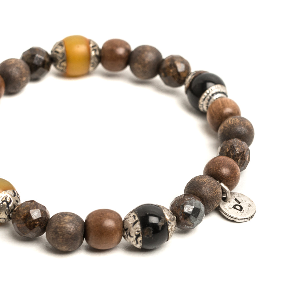 D'AMICO Bracciale Iresh / Elastico Perle Tuareg + Legno + Bronzite Online