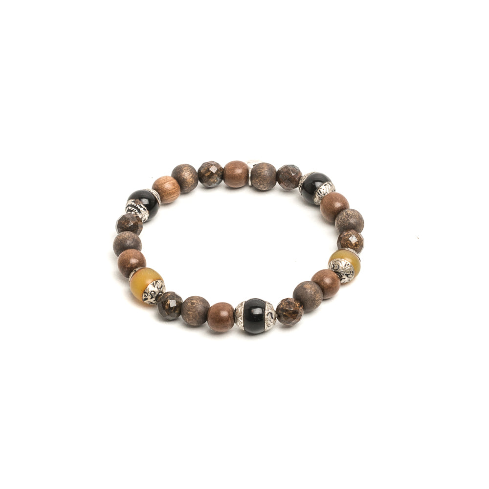 D'AMICO Bracciale Iresh / Elastico Perle Tuareg + Legno + Bronzite Online