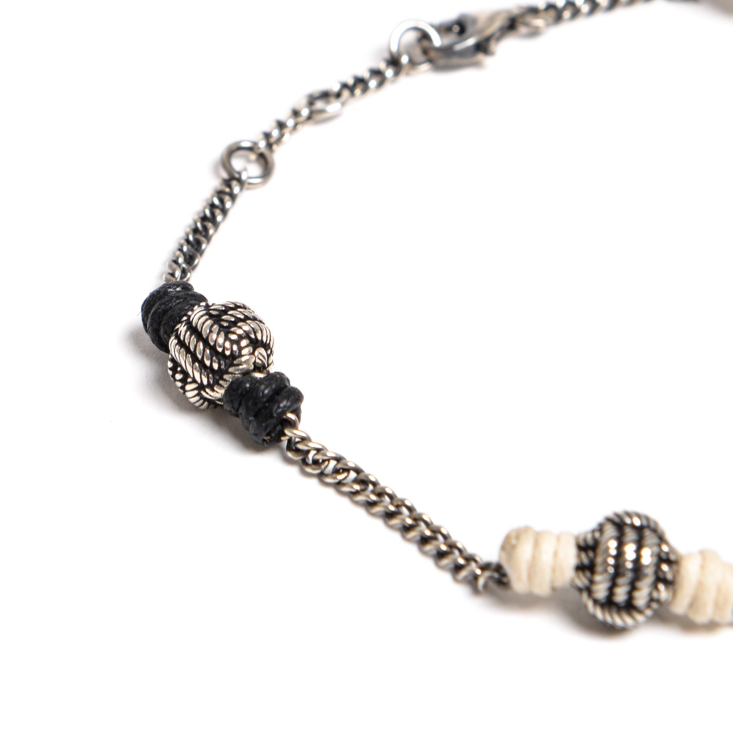 D'AMICO Bracciale Catenina + Palline Nodo Argento + Filo Cerato Negozio