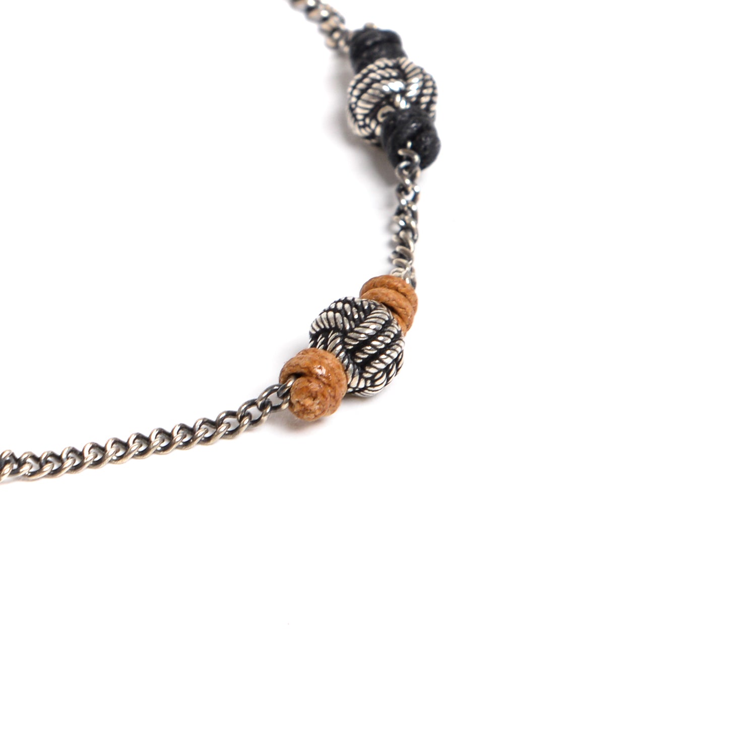 D'AMICO Bracciale Catenina + Palline Nodo Argento + Filo Cerato Negozio