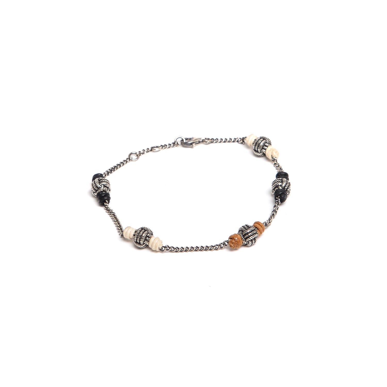 D'AMICO Bracciale Catenina + Palline Nodo Argento + Filo Cerato Negozio