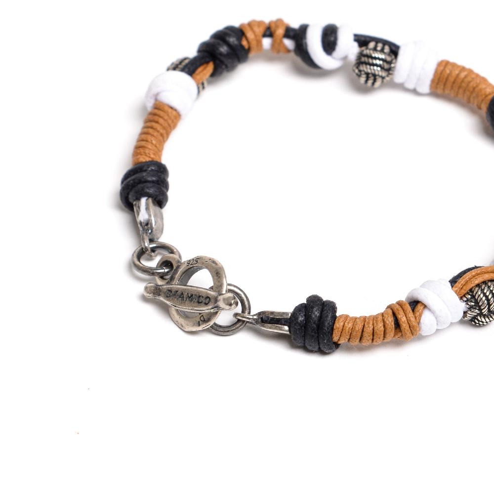 D'AMICO Bracciale Catenina Fili Cerati Annodati + Palline Nodo In Saldo