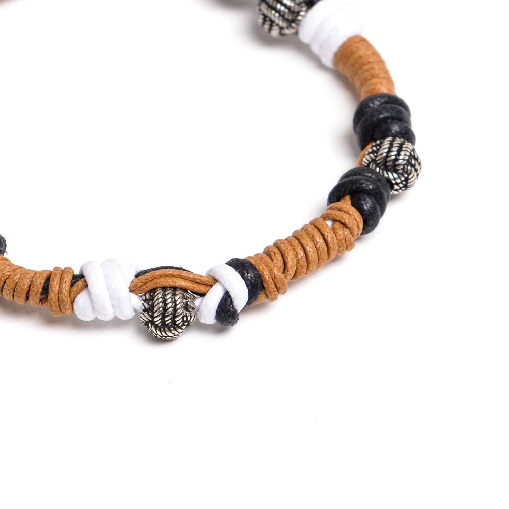 D'AMICO Bracciale Catenina Fili Cerati Annodati + Palline Nodo In Saldo