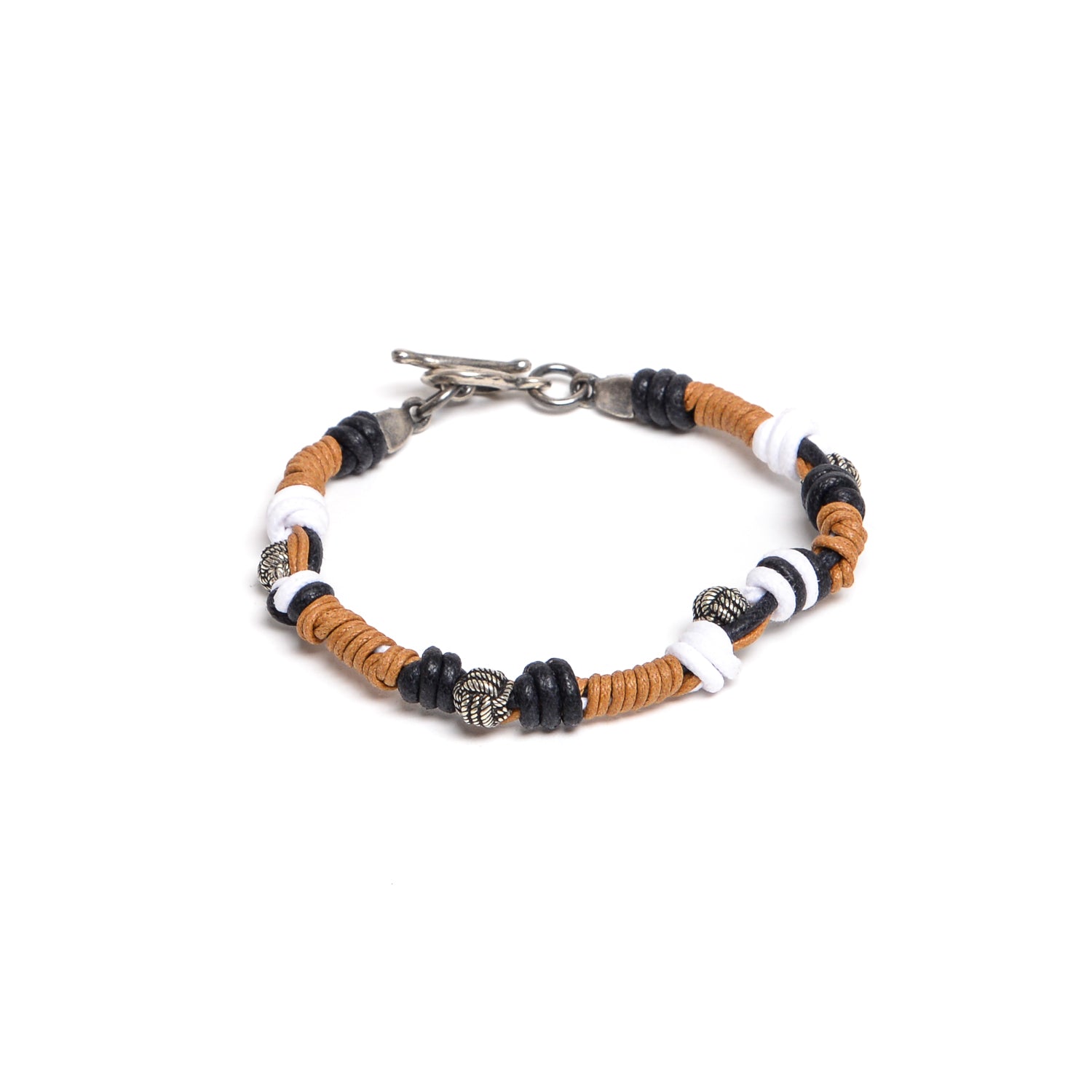 D'AMICO Bracciale Catenina Fili Cerati Annodati + Palline Nodo In Saldo