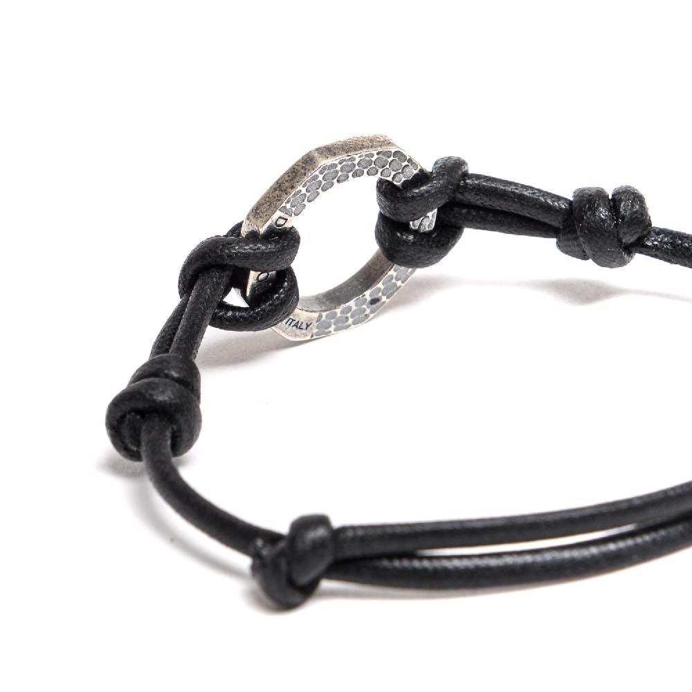 D'AMICO Bracciale Anelle Laccate Verdone + Cordone Cerato Testa Moro Italia