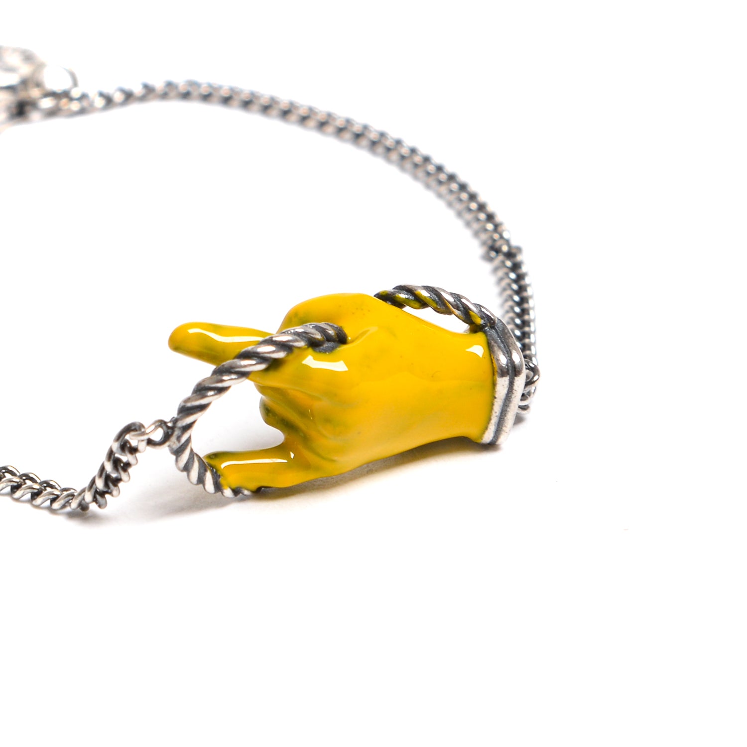 D'AMICO Bracciale Catenina con "Horn" Laccato Giallo Pezzi Unici