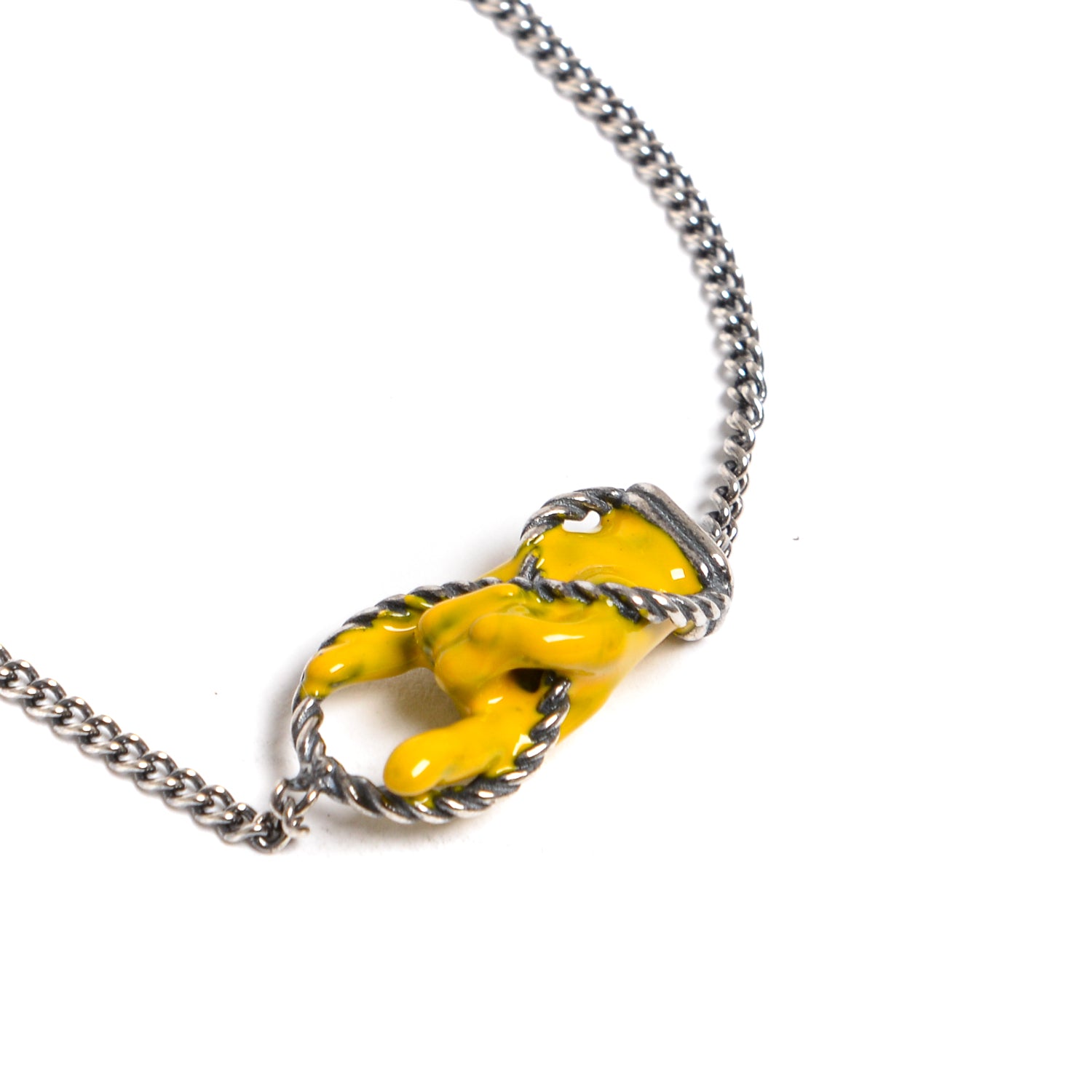 D'AMICO Bracciale Catenina con "Horn" Laccato Giallo Pezzi Unici