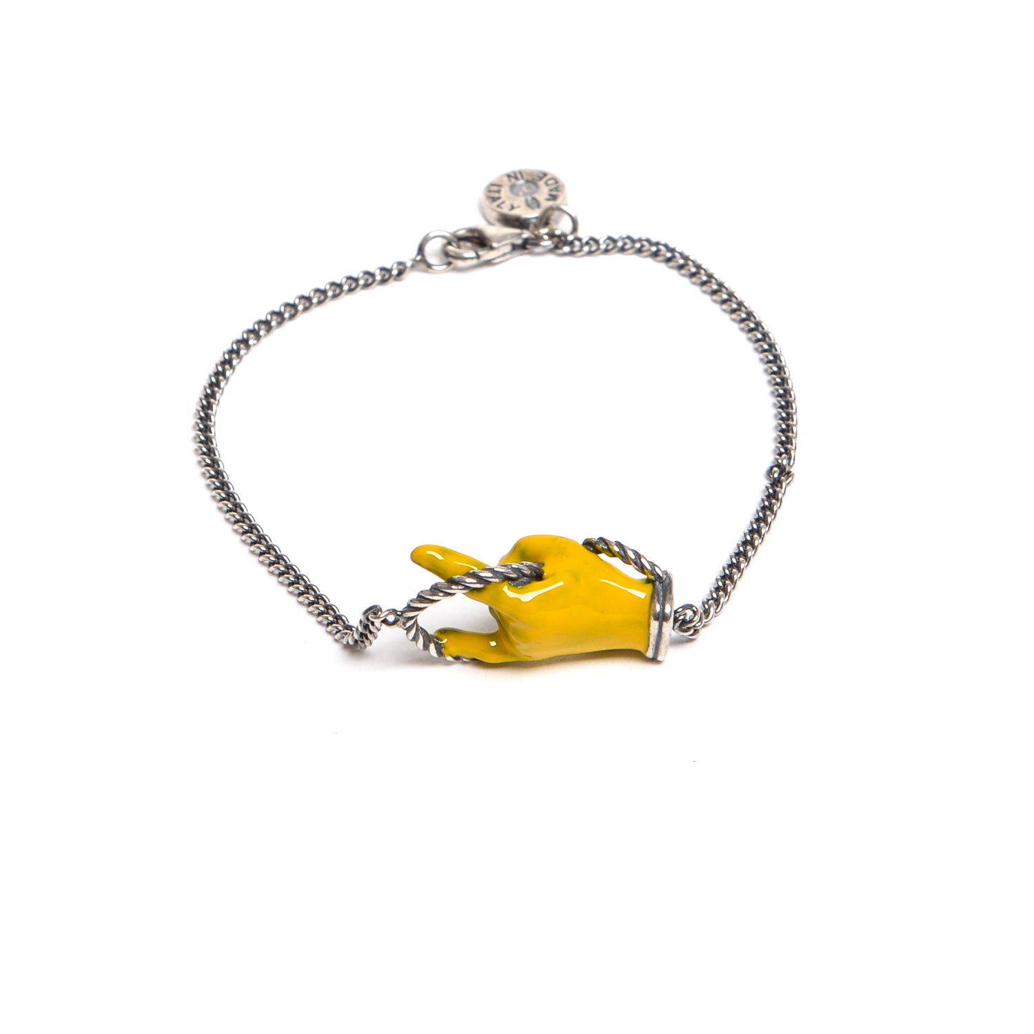 D'AMICO Bracciale Catenina con "Horn" Laccato Giallo Pezzi Unici