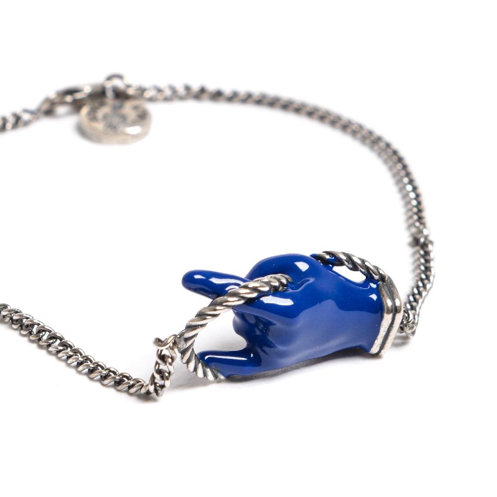 D'AMICO Bracciale Catenina con "Horn" Laccato Blu Consegna Veloce
