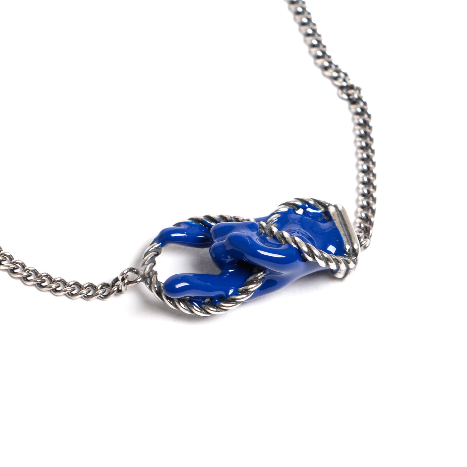 D'AMICO Bracciale Catenina con "Horn" Laccato Blu Consegna Veloce