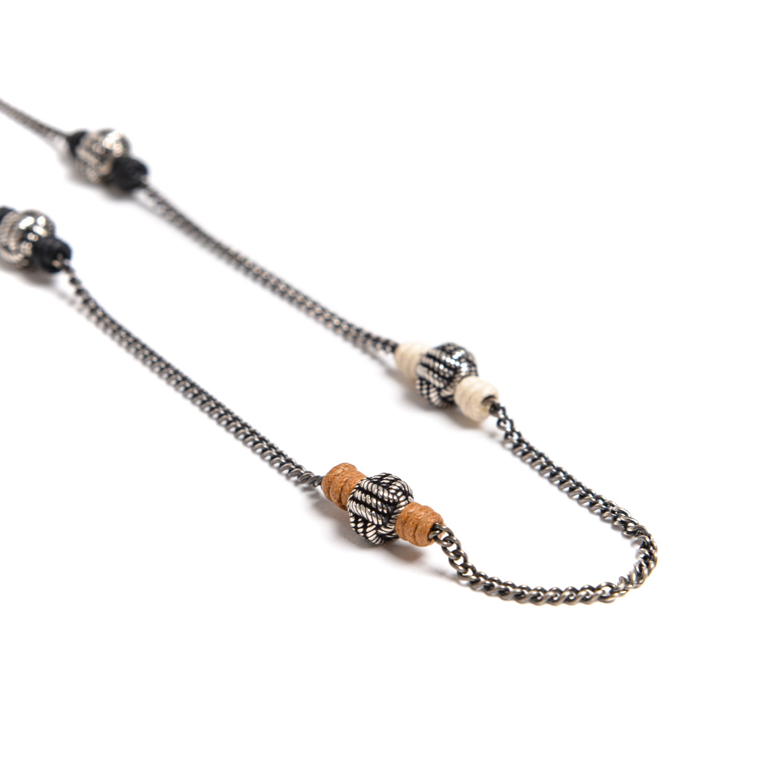 D'AMICO Collana Catena + Palline Nodo Argento + Filo Cerato Sconto