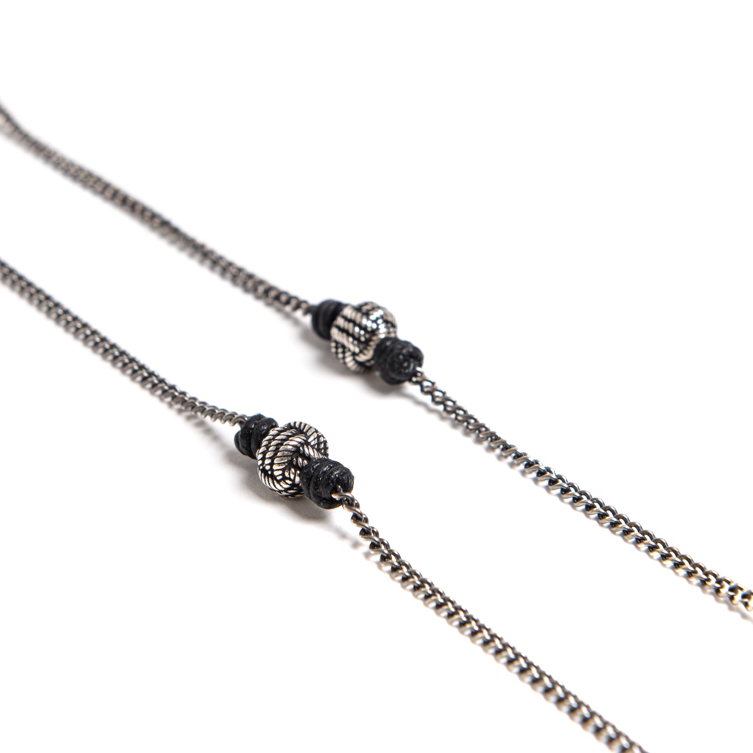 D'AMICO Collana Catena + Palline Nodo Argento + Filo Cerato Sconto