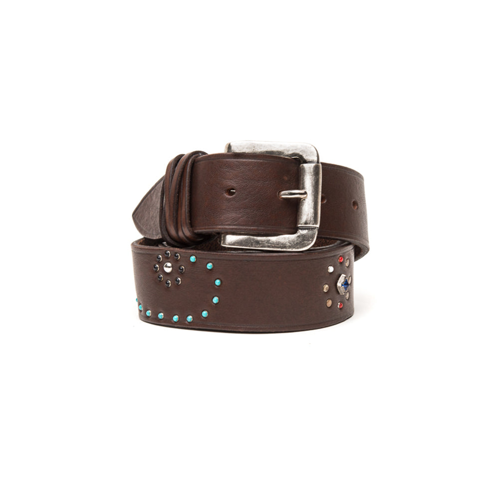 D'AMICO Cintura Texas Cuoio Butter + Borchie e Pietre Offerte speciali