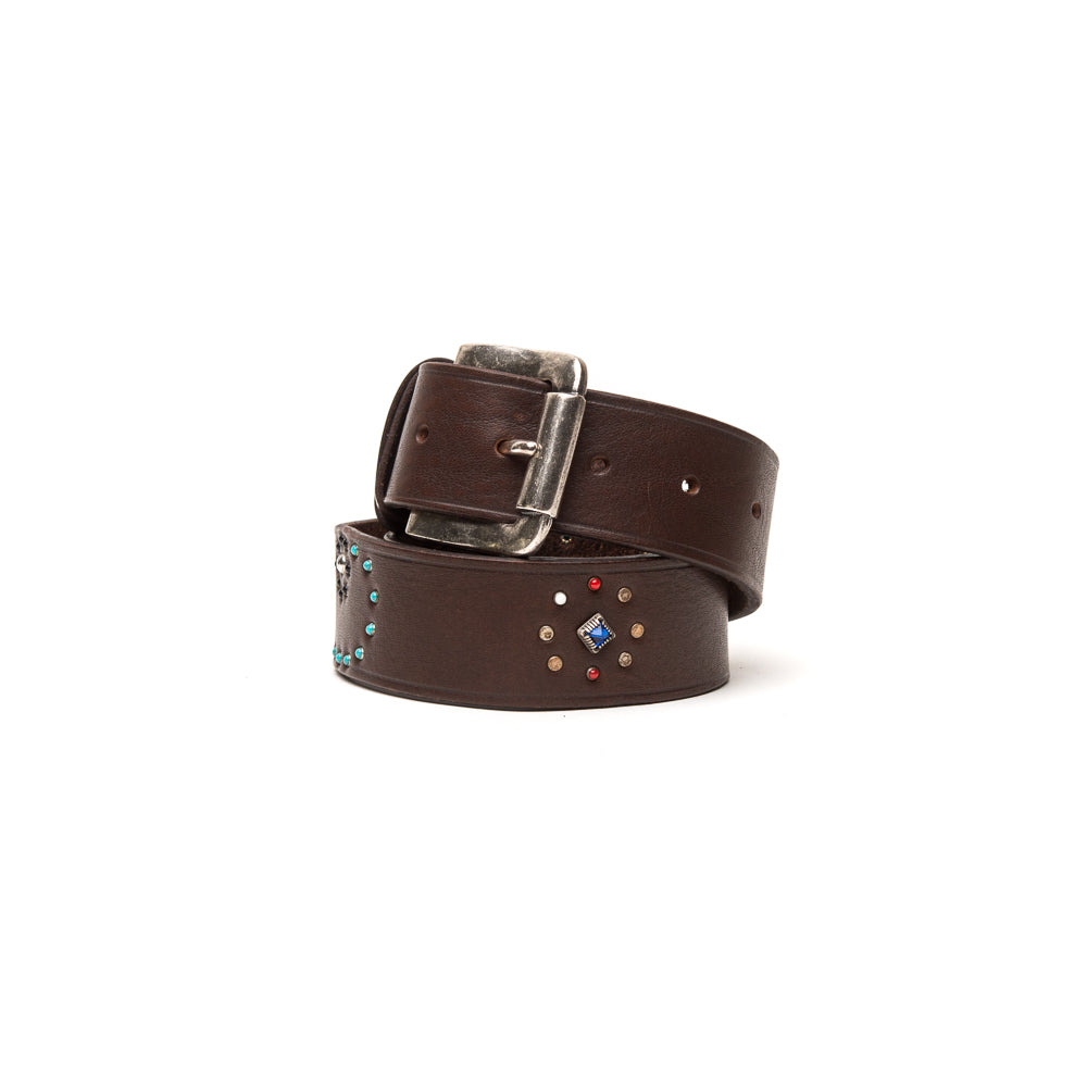 D'AMICO Cintura Texas Cuoio Butter + Borchie e Pietre Offerte speciali