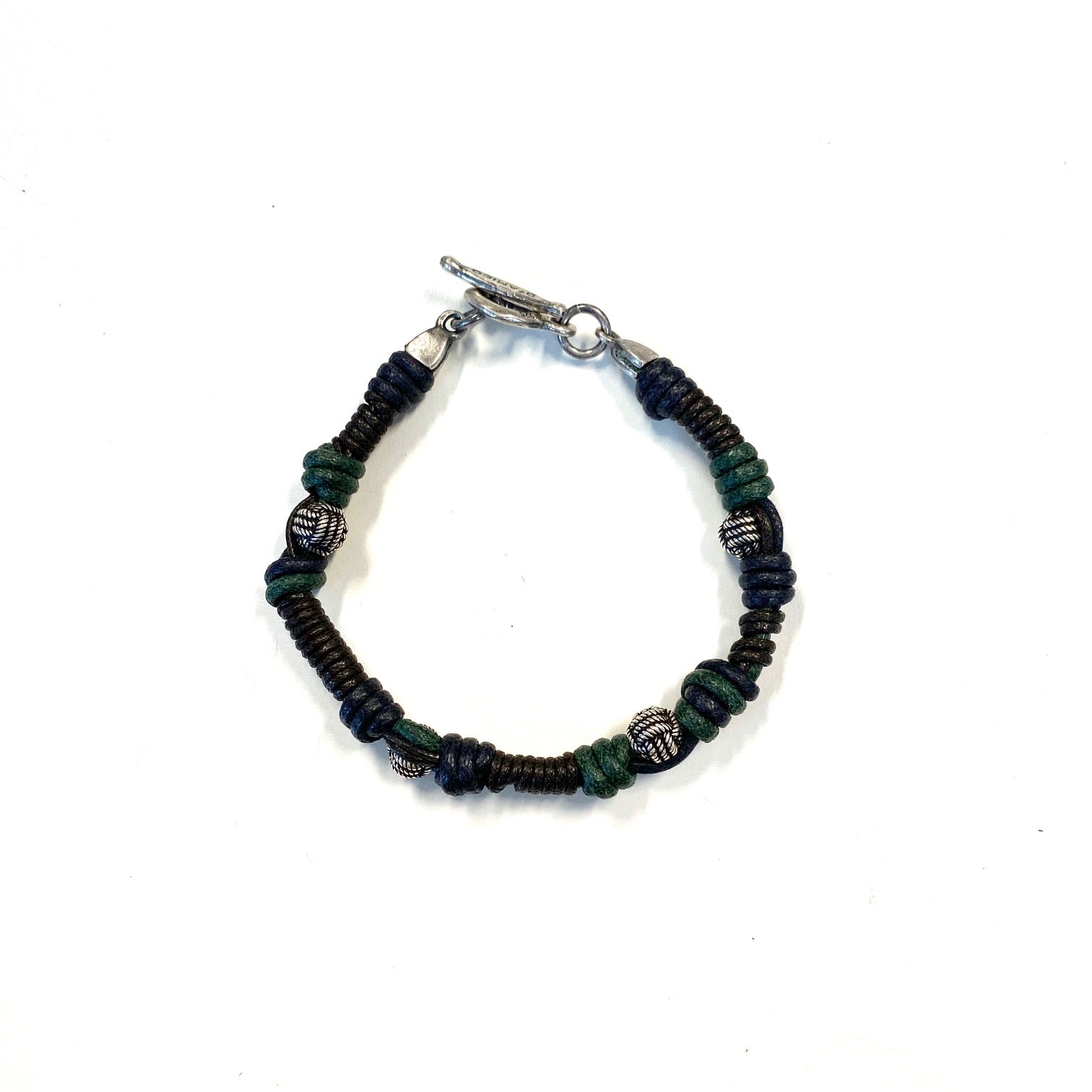 D'AMICO Bracciale Cotone Cerato + Palline Nodi Fino al 55% di sconto