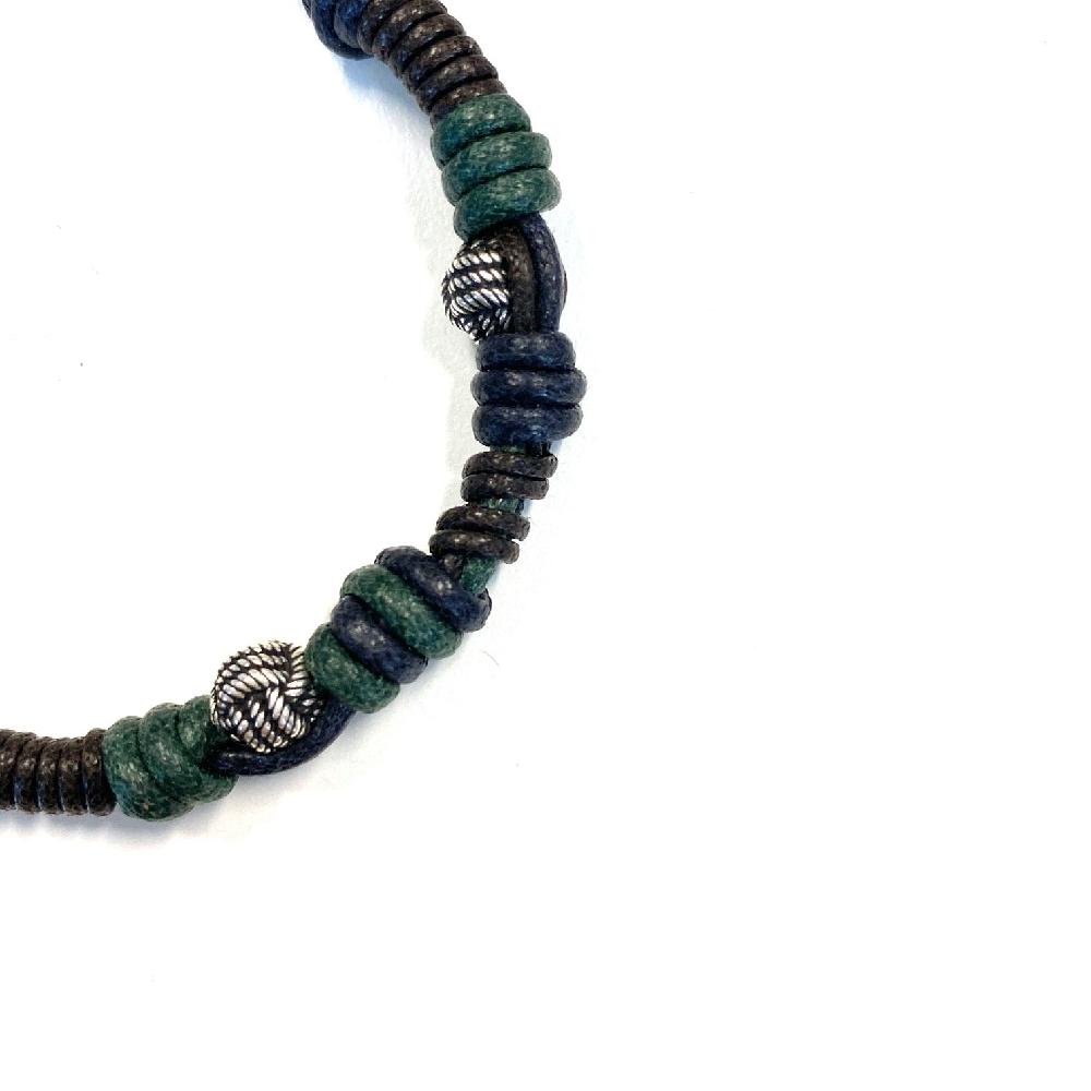 D'AMICO Bracciale Cotone Cerato + Palline Nodi Fino al 55% di sconto