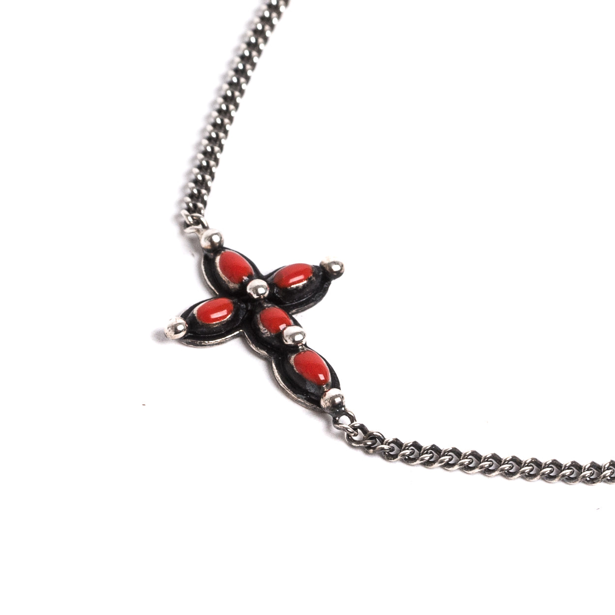 D'AMICO Bracciale Catenina + Croce Smaltata Corallo Pezzi Unici
