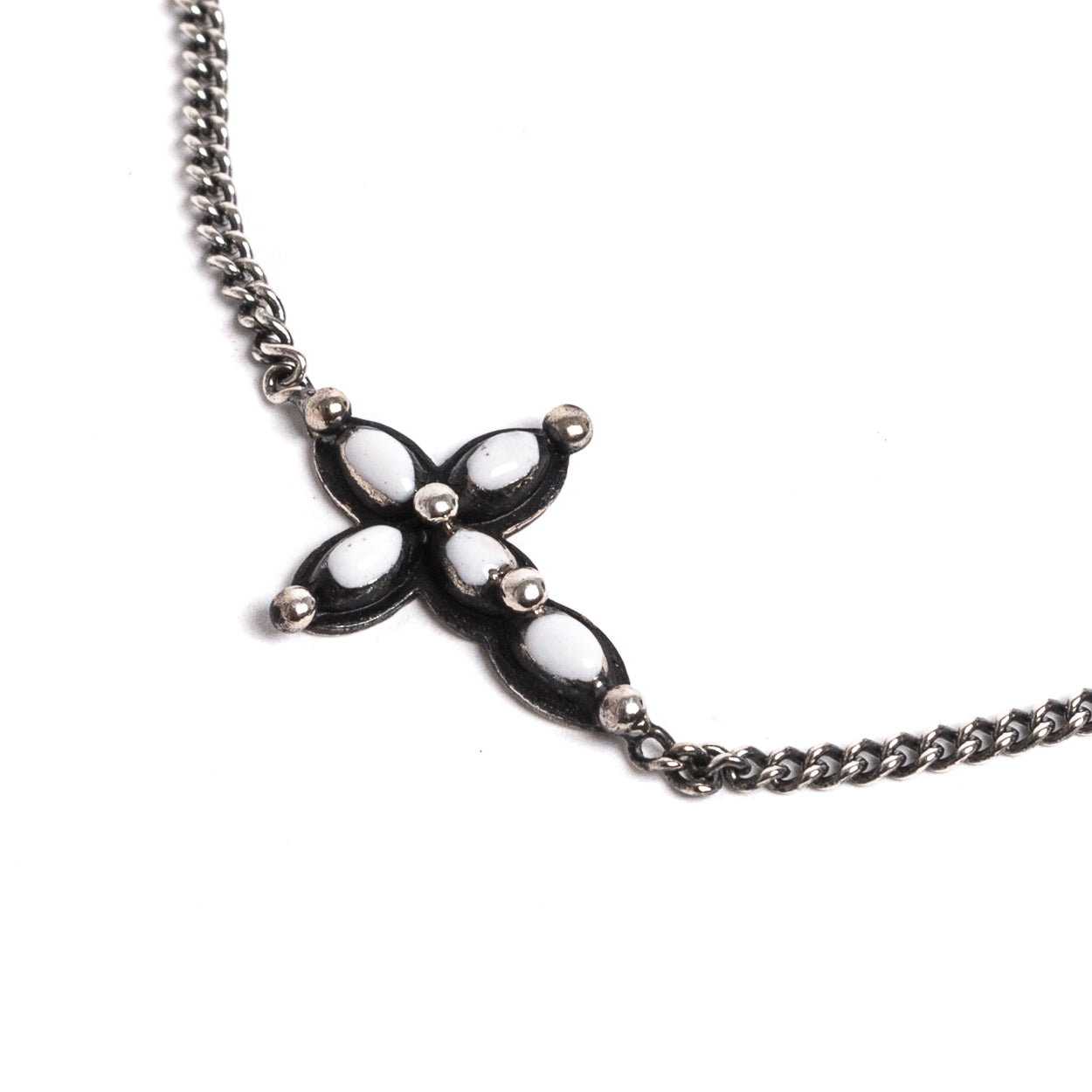 D'AMICO Bracciale Catenina + Croce Smaltata Avorio Soddisfazione Garantita