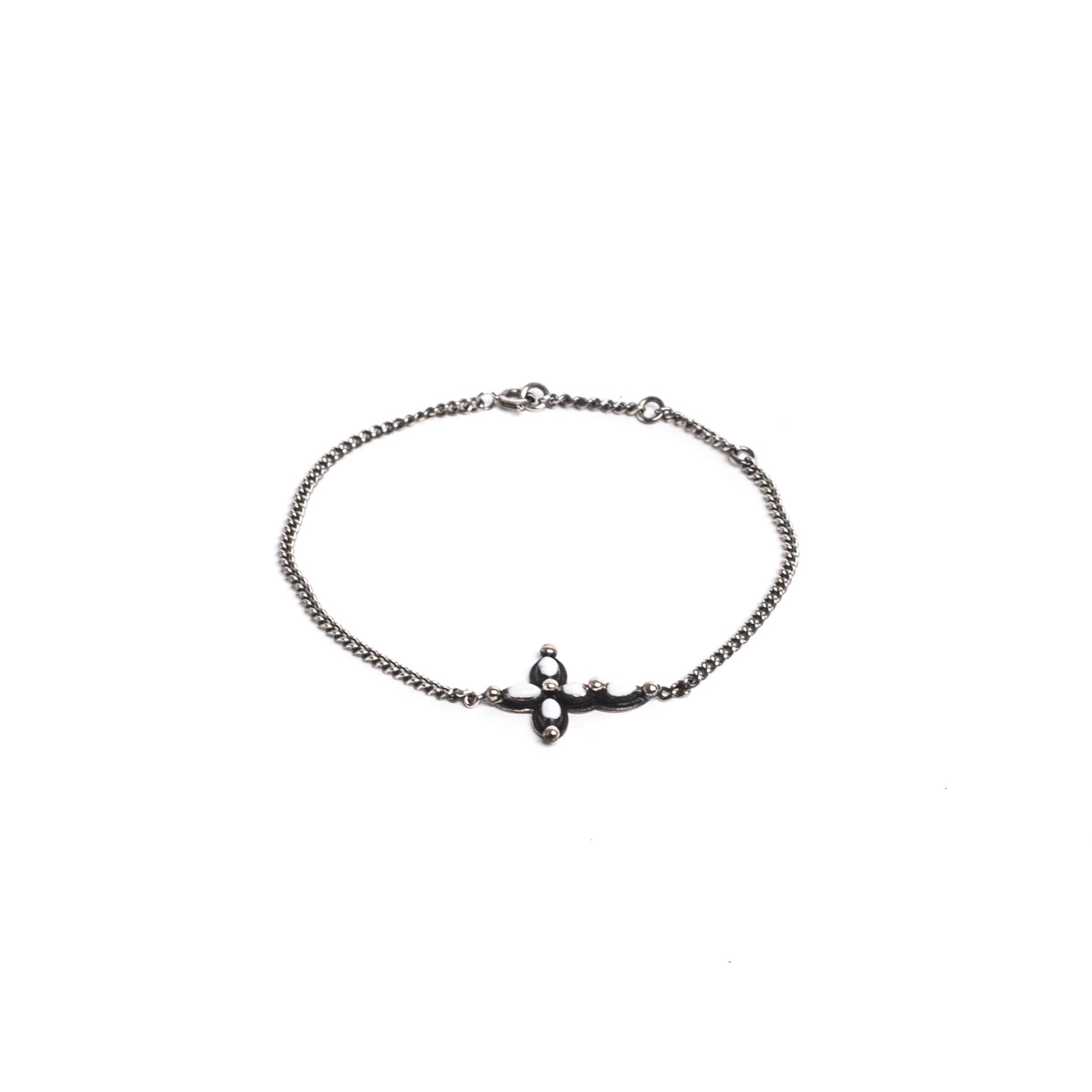 D'AMICO Bracciale Catenina + Croce Smaltata Avorio Soddisfazione Garantita