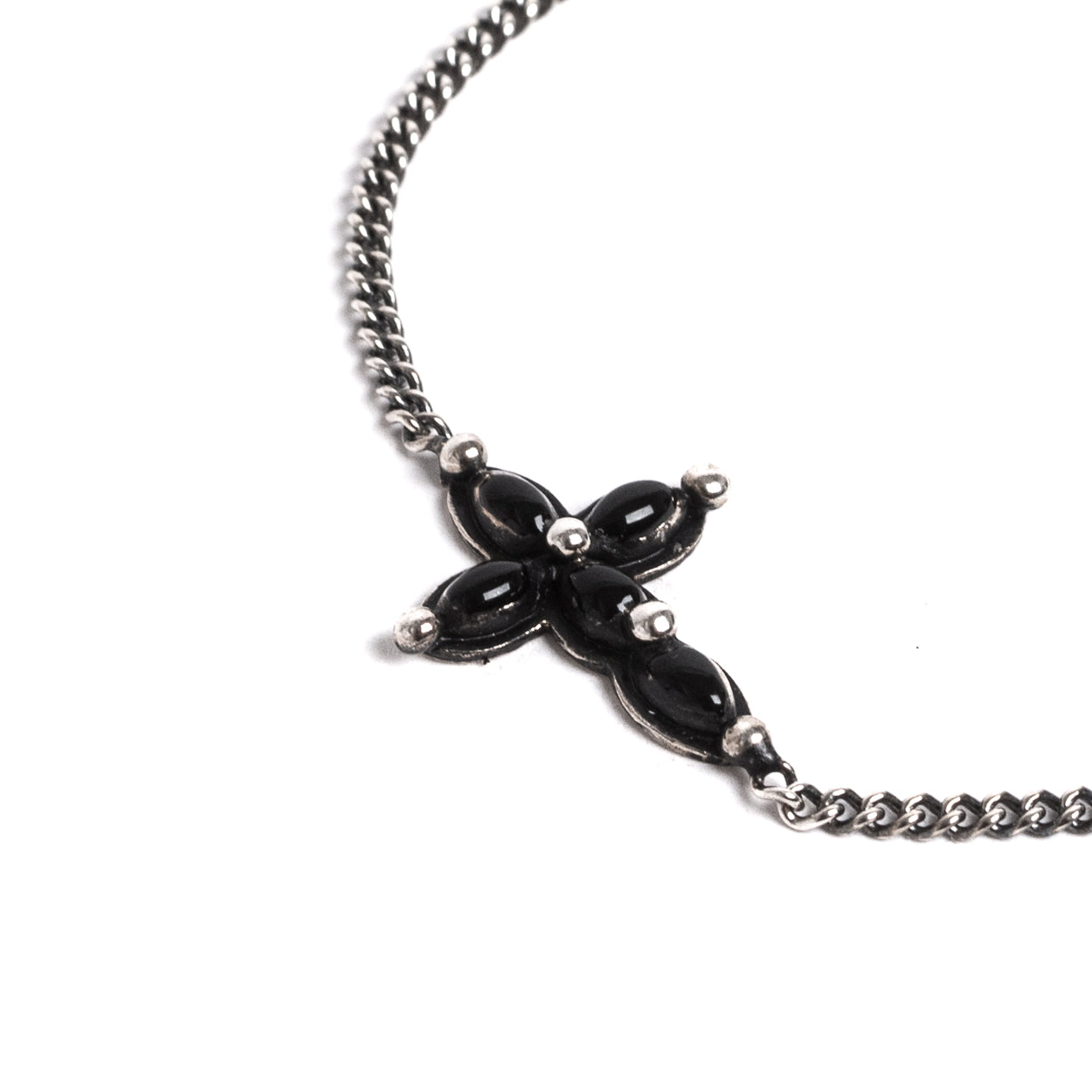D'AMICO Bracciale Catenina + Croce Smaltata Nero Qualità Garantita
