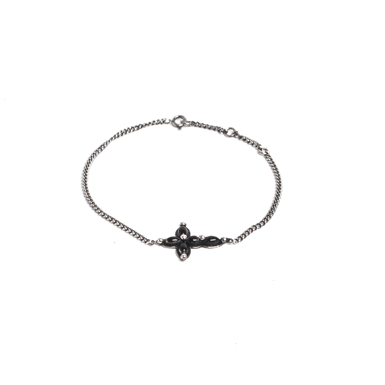 D'AMICO Bracciale Catenina + Croce Smaltata Nero Qualità Garantita