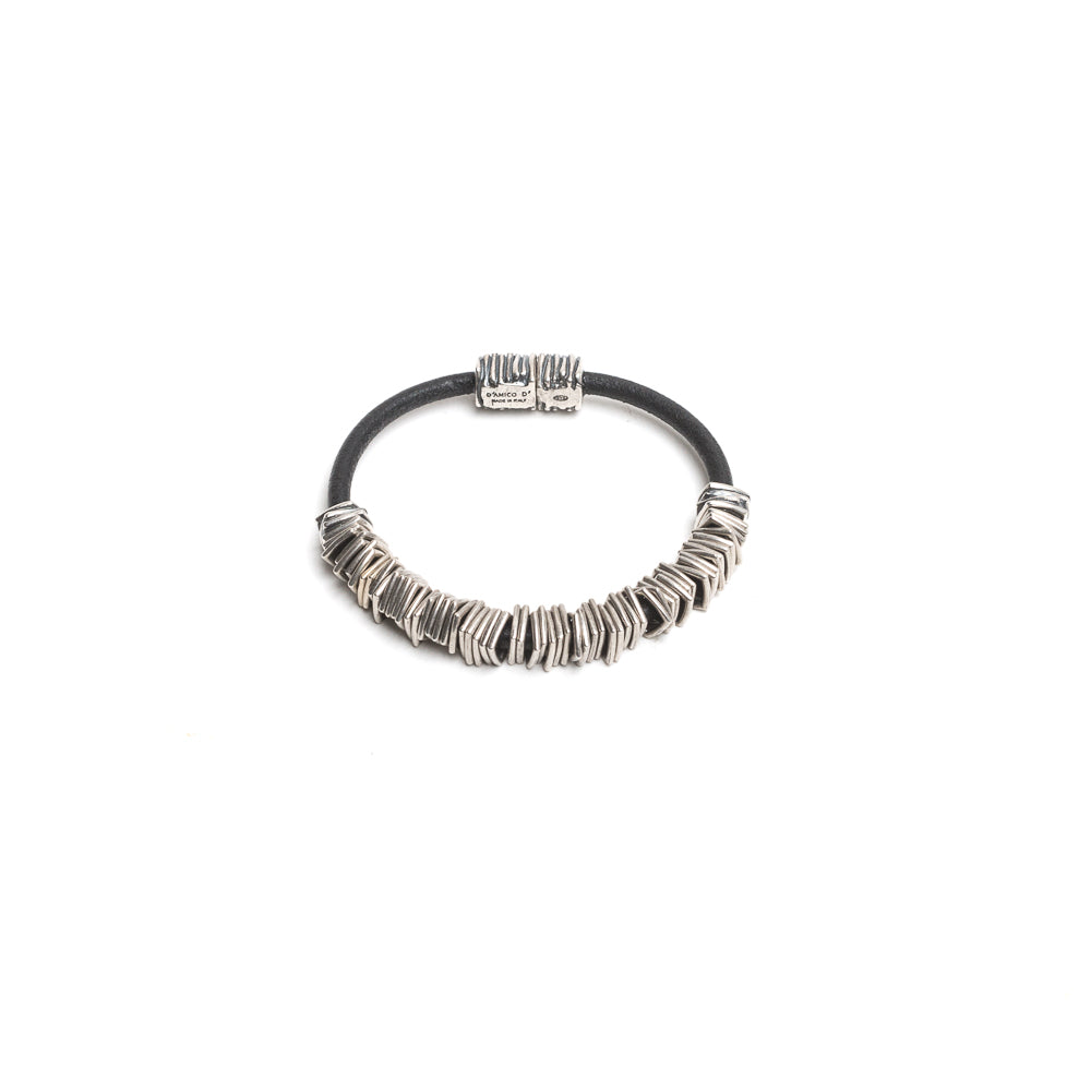 D'AMICO Bracciale Cuoio + Rondelle Sottocosto