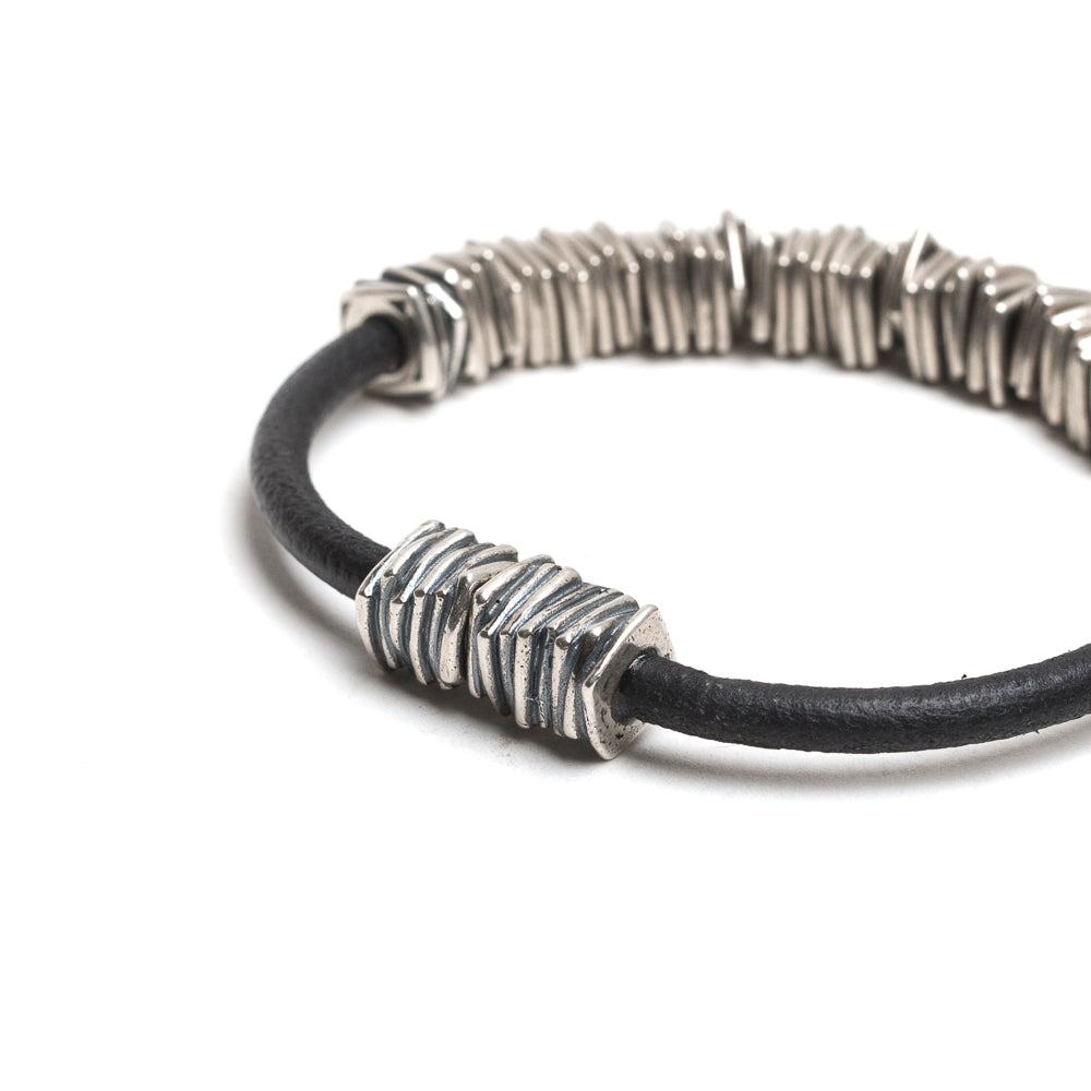 D'AMICO Bracciale Cuoio + Rondelle Sottocosto
