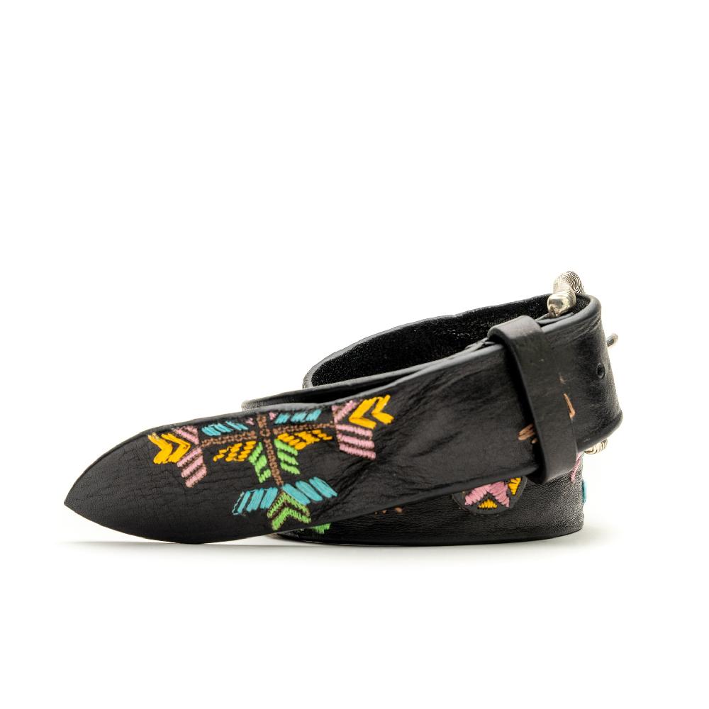 D'AMICO Cintura Cuoio Vintage Nero Ricamo Navajo Candy Comprare a buon mercato