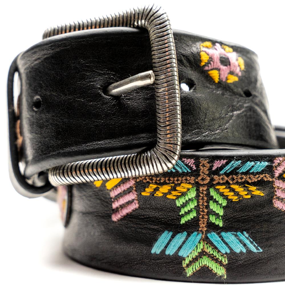 D'AMICO Cintura Cuoio Vintage Nero Ricamo Navajo Candy Comprare a buon mercato