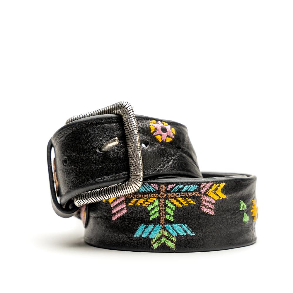 D'AMICO Cintura Cuoio Vintage Nero Ricamo Navajo Candy Comprare a buon mercato
