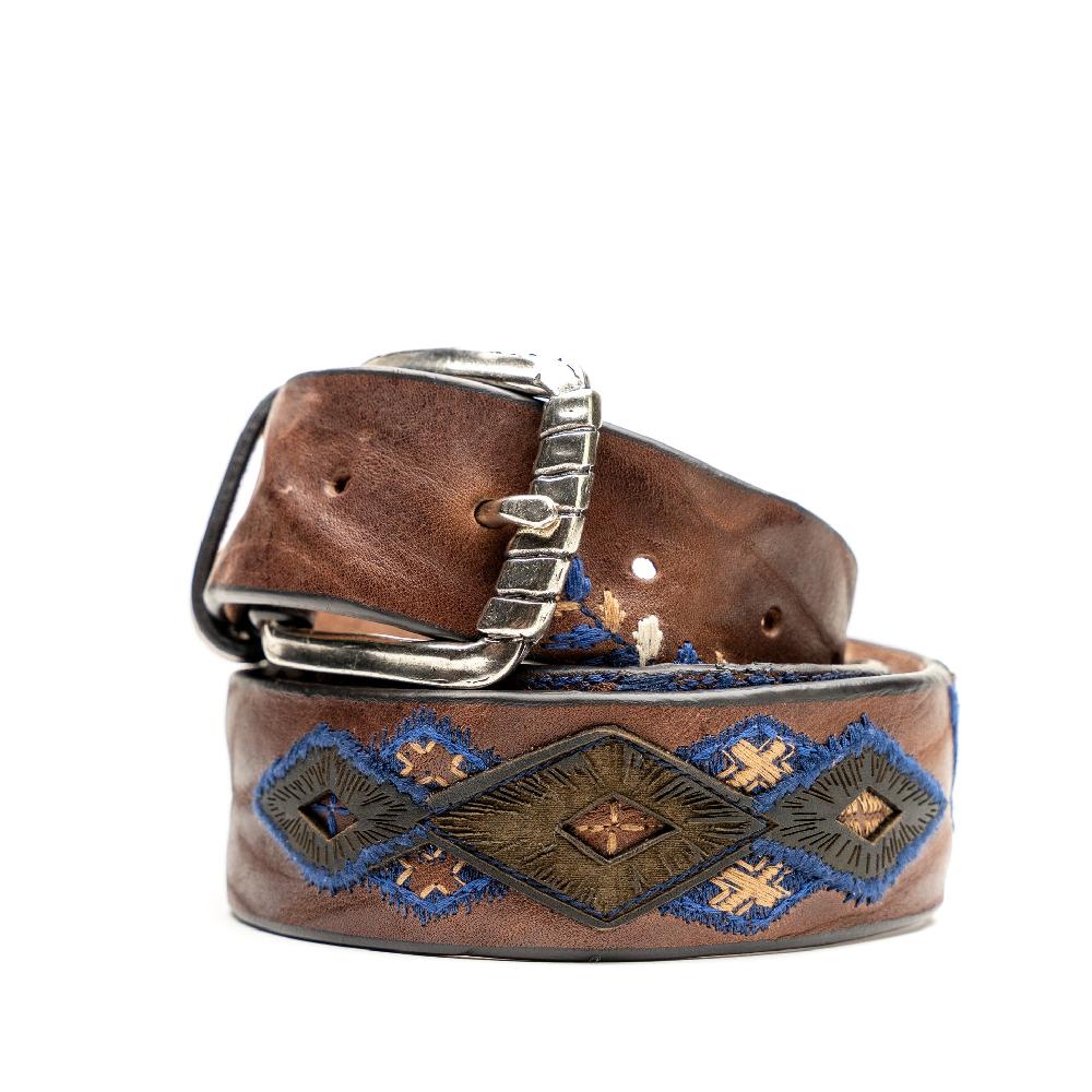 D'AMICO Cintura Cuoio Vintage Brown Floral Blue Grande vendita