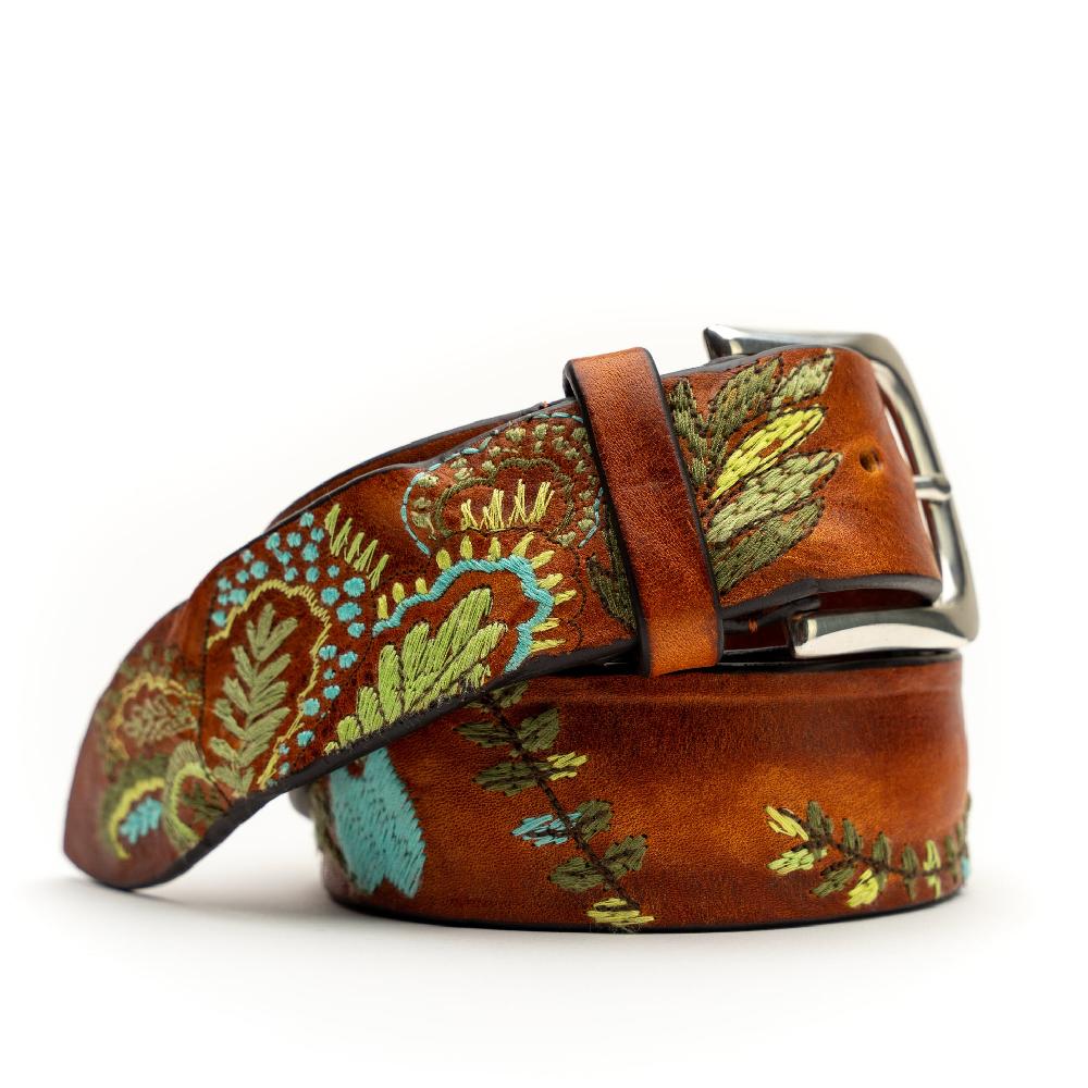 D'AMICO Cintura Cuoio Vintage Floral Turchese Flash Sale