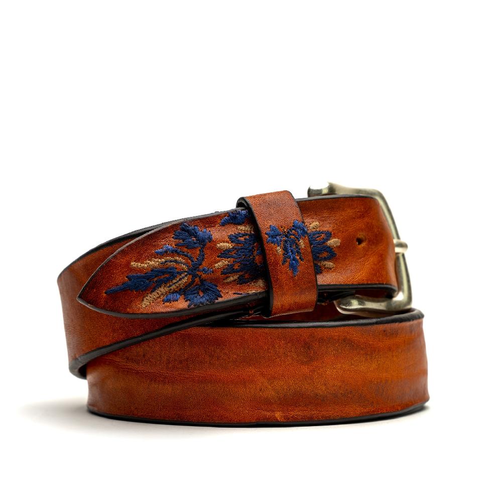 D'AMICO Cintura Cuoio Vintage Floral Blue Fornitura limitata