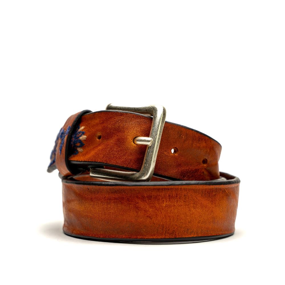 D'AMICO Cintura Cuoio Vintage Floral Blue Fornitura limitata