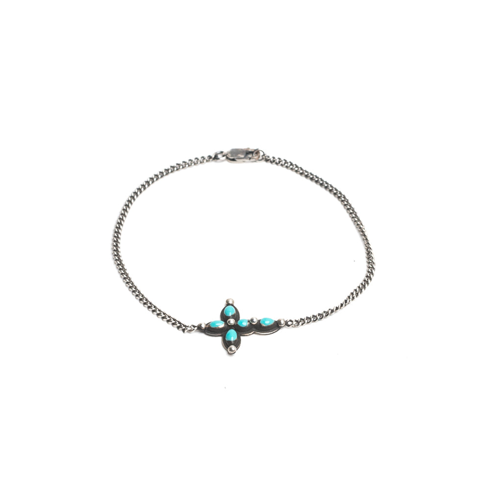 D'AMICO Bracciale Catenina + Croce Smaltata Turchese Only for today