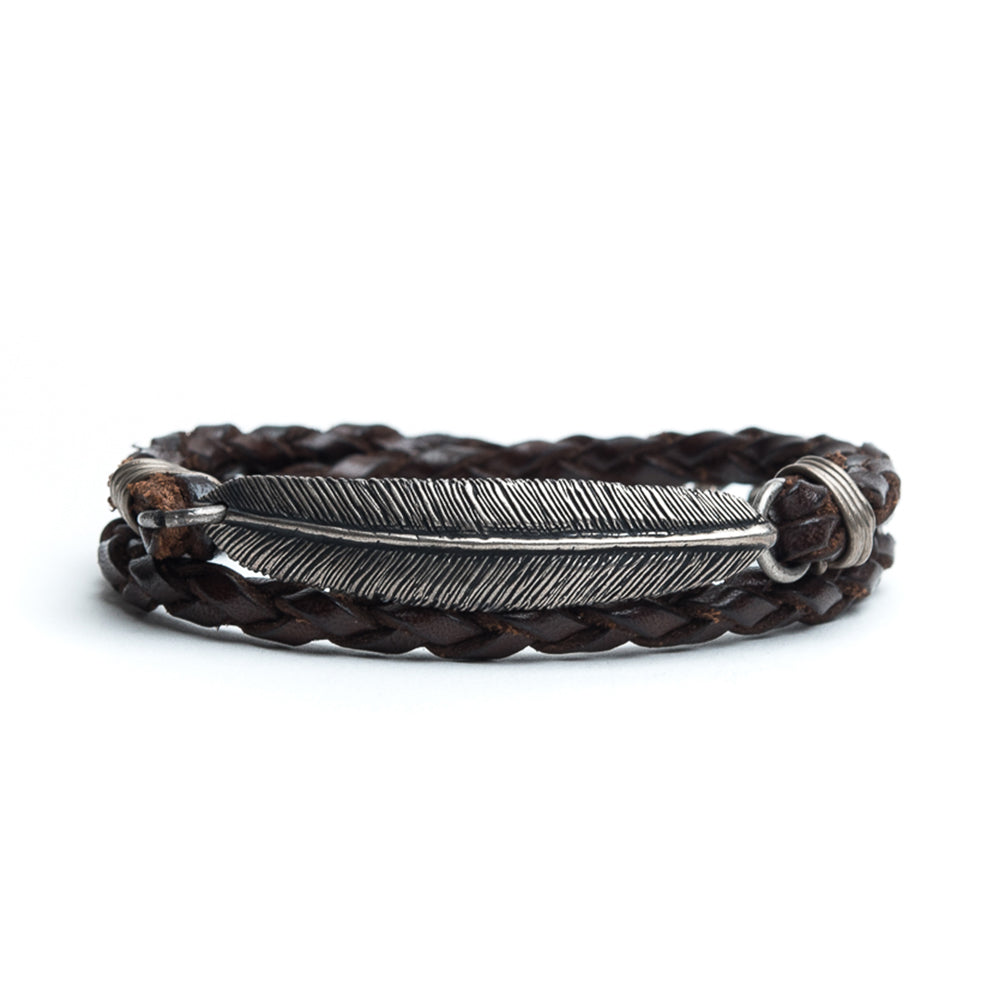 D'AMICO Bracciale Piuma + Cuoio Scooby T.Moro Solo un giorno rimasto