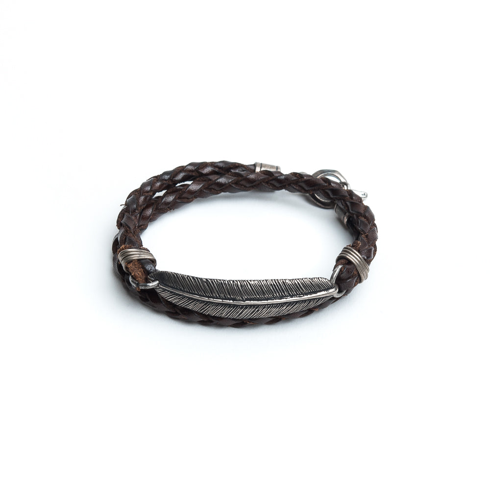 D'AMICO Bracciale Piuma + Cuoio Scooby T.Moro Solo un giorno rimasto