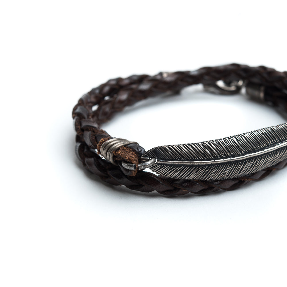 D'AMICO Bracciale Piuma + Cuoio Scooby T.Moro Solo un giorno rimasto