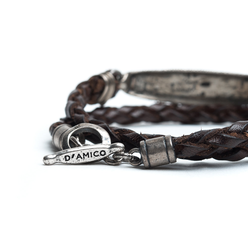 D'AMICO Bracciale Piuma + Cuoio Scooby T.Moro Solo un giorno rimasto