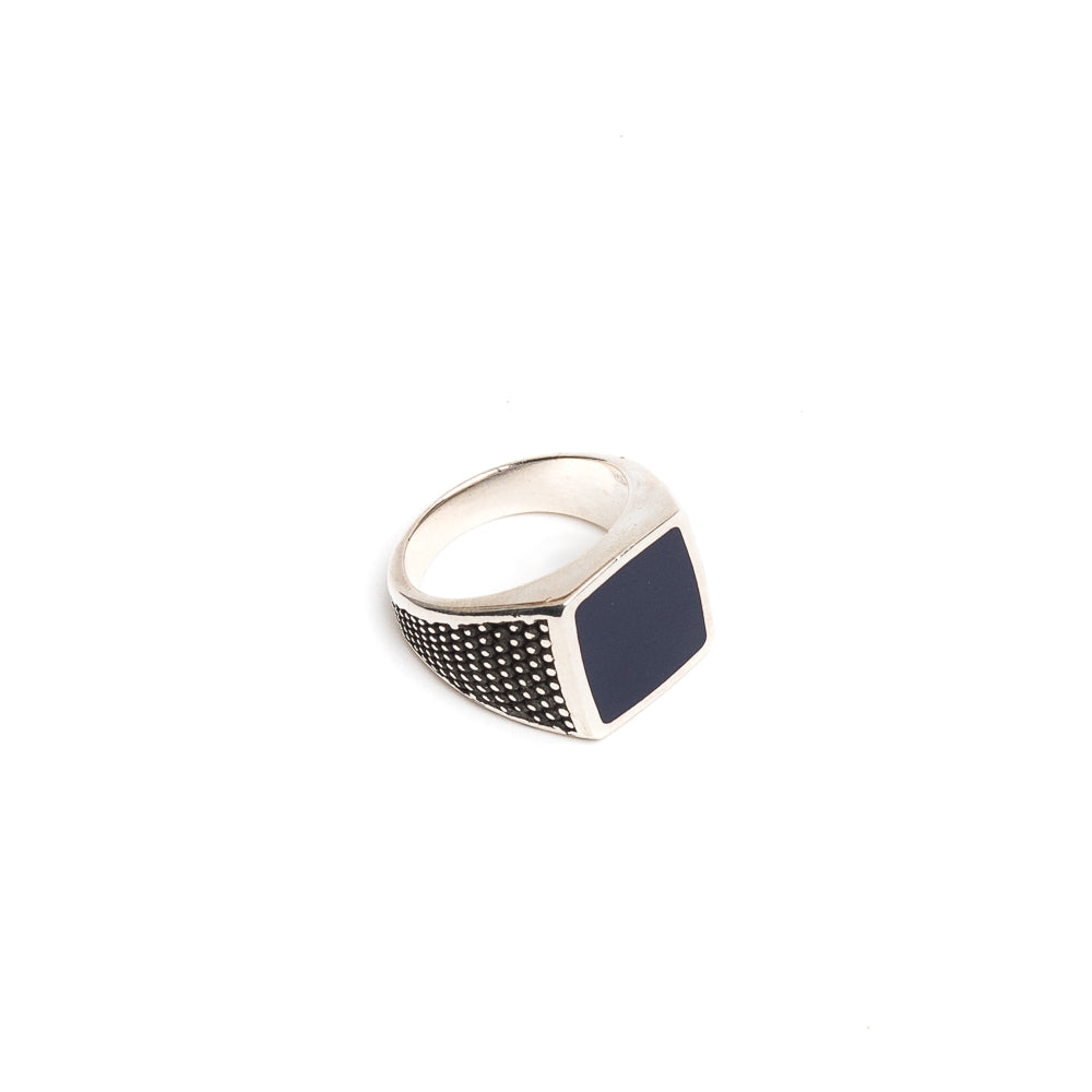 D'AMICO Anello Dupont Quadrato con Lacca Blu Officina