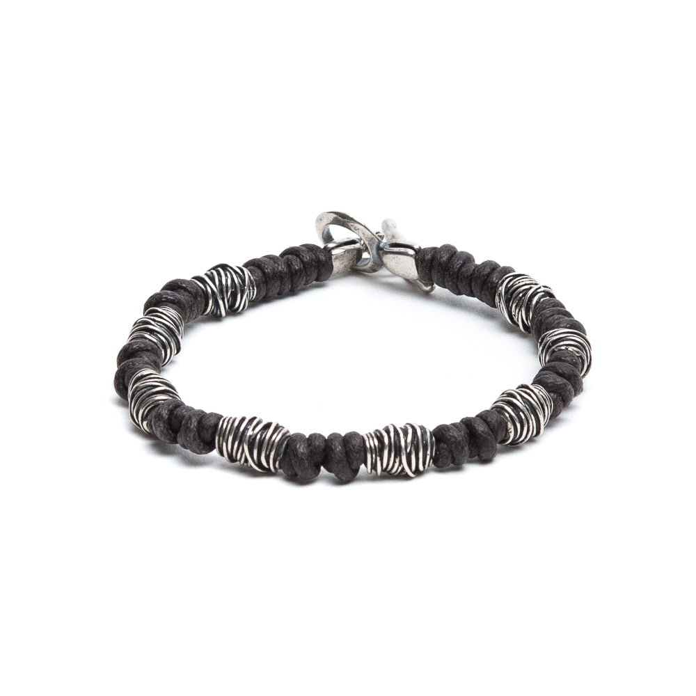 D'AMICO Bracciale Cotone Cerato + Argento 925 Testa Moro Sconti questo mese