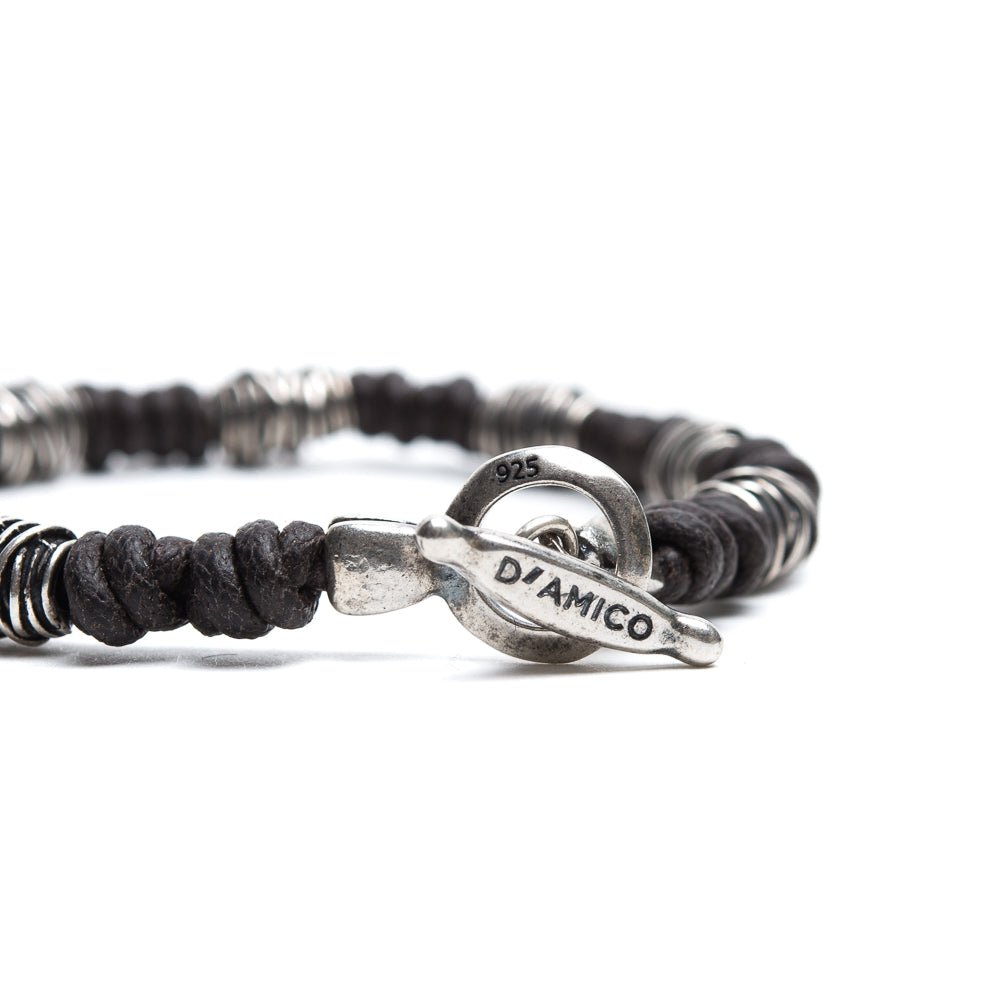D'AMICO Bracciale Cotone Cerato + Argento 925 Testa Moro Sconti questo mese