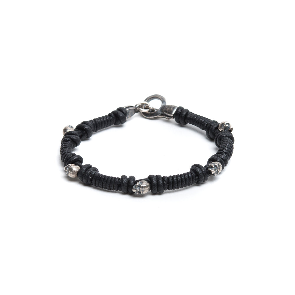 D'AMICO Bracciale Cotone Cerato + Teschietti Argento 925 Italia