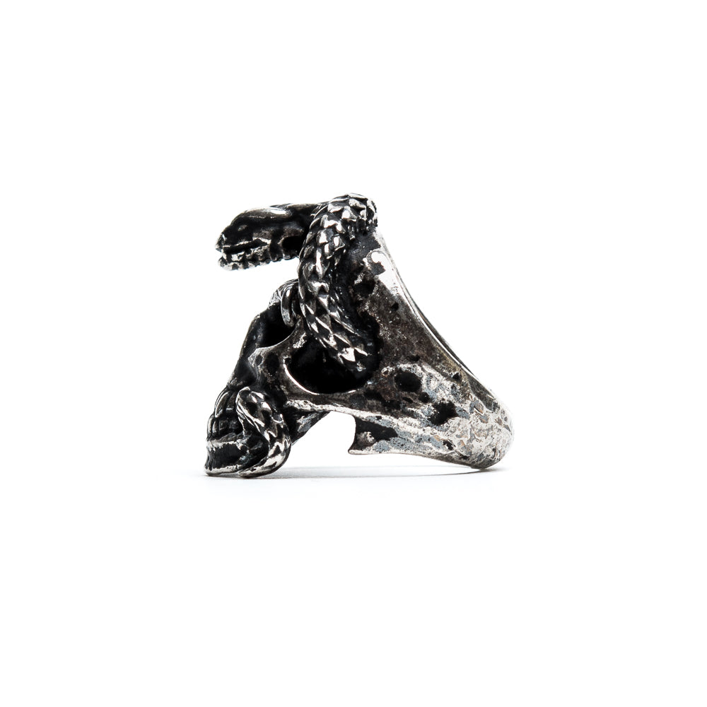 D'AMICO Anello Teschio Piercing e Serpente Sottocosto