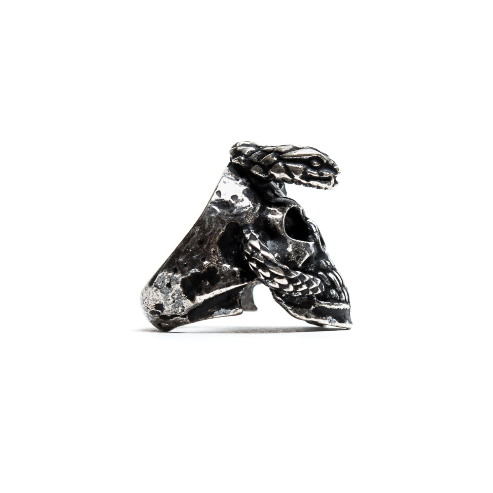 D'AMICO Anello Teschio Piercing e Serpente Sottocosto