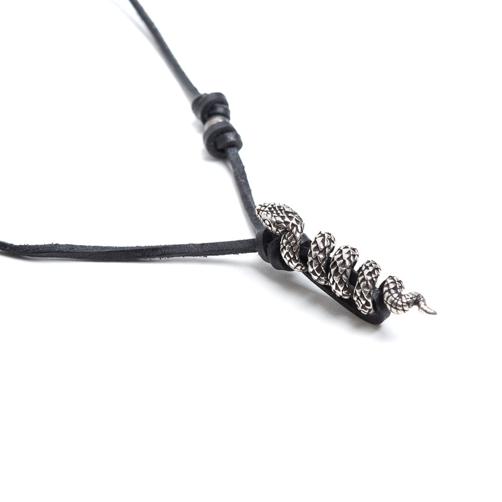 D'AMICO Collana Cuoio + Serpente Presa